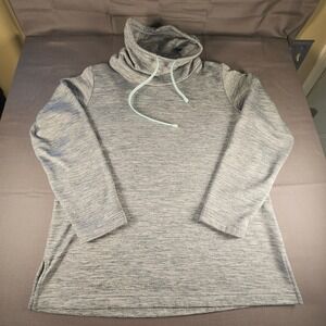 Columbia Womens Gray Space Dye Cowl Neck Fleece Pullover Sweater Medium